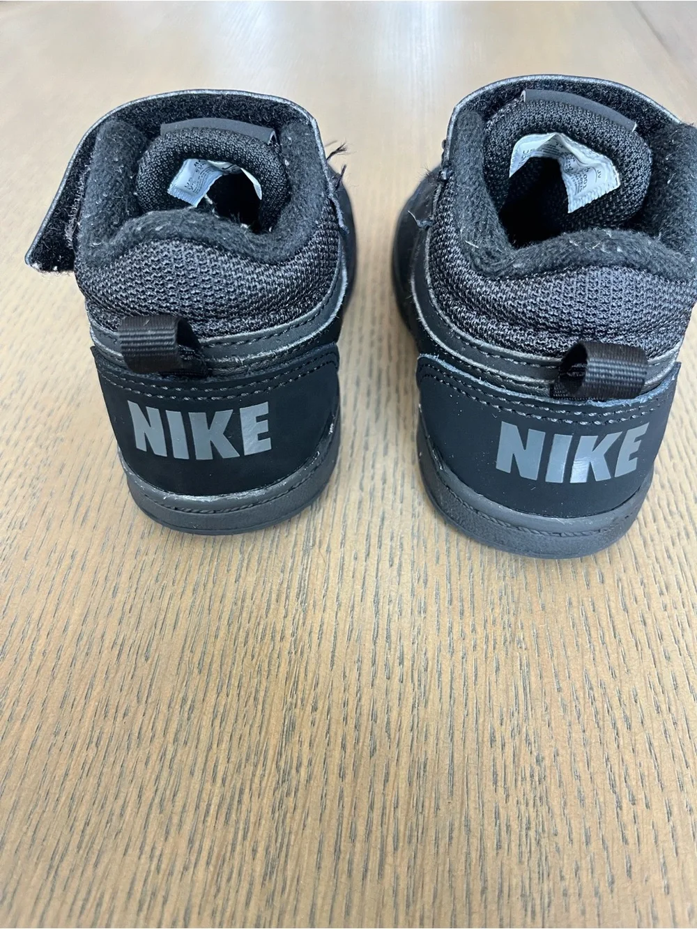 Nike Kids Black High-Top Sneakers with Hook-and-Loop Strap